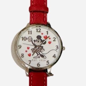 Disney | Minnie Mouse Silver and Red Leather Watch